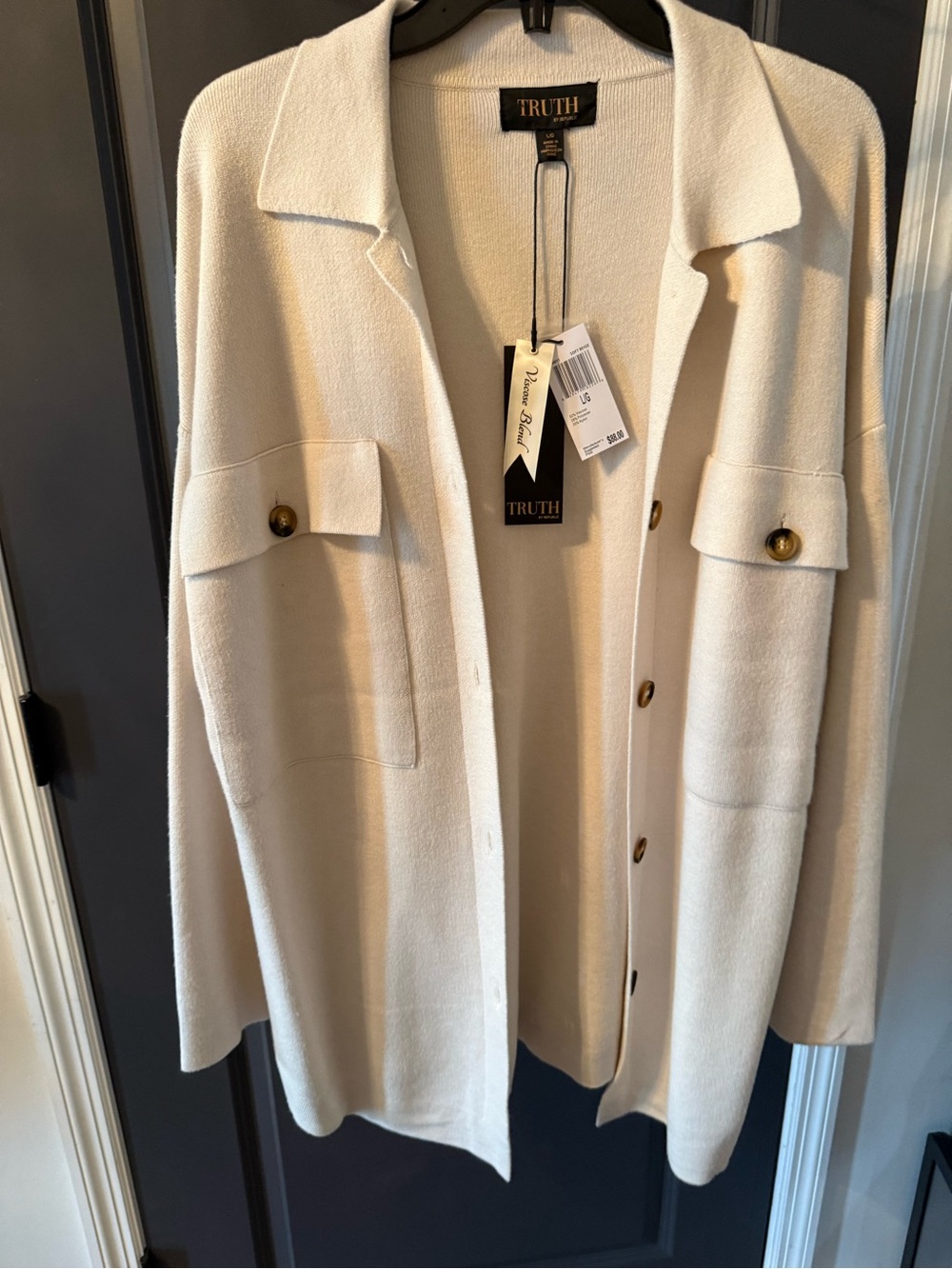 Truth Cream Utility Shacket with Button-Front Pockets - Picture 3 of 6